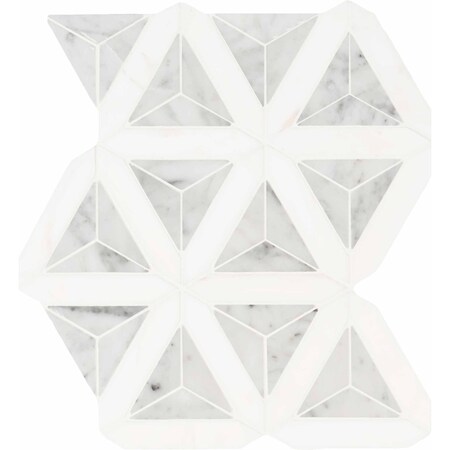 Msi Carrara White Faceted SAMPLE Polished Marble Mosaic